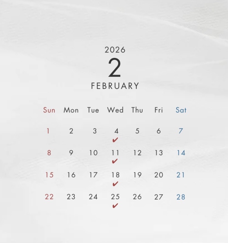 2月定休日変更のご案内