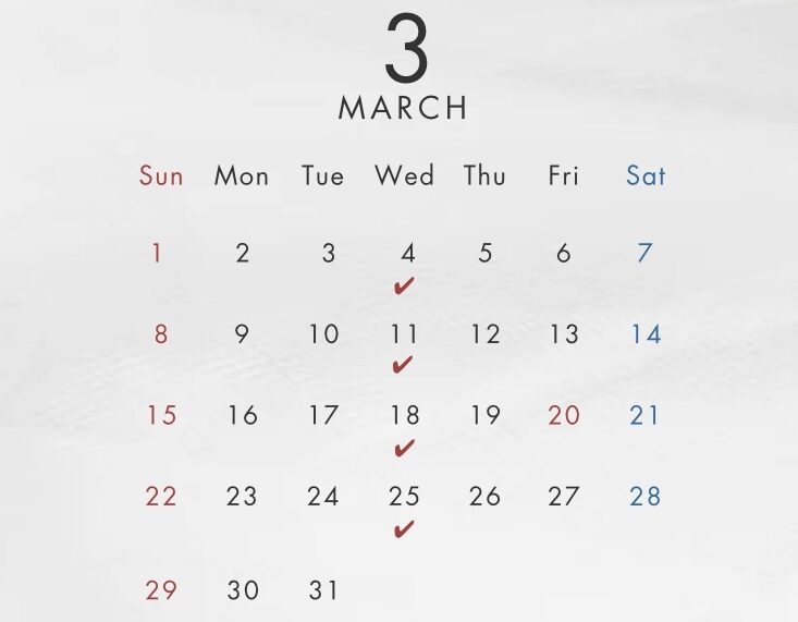 3月店休日のご案内