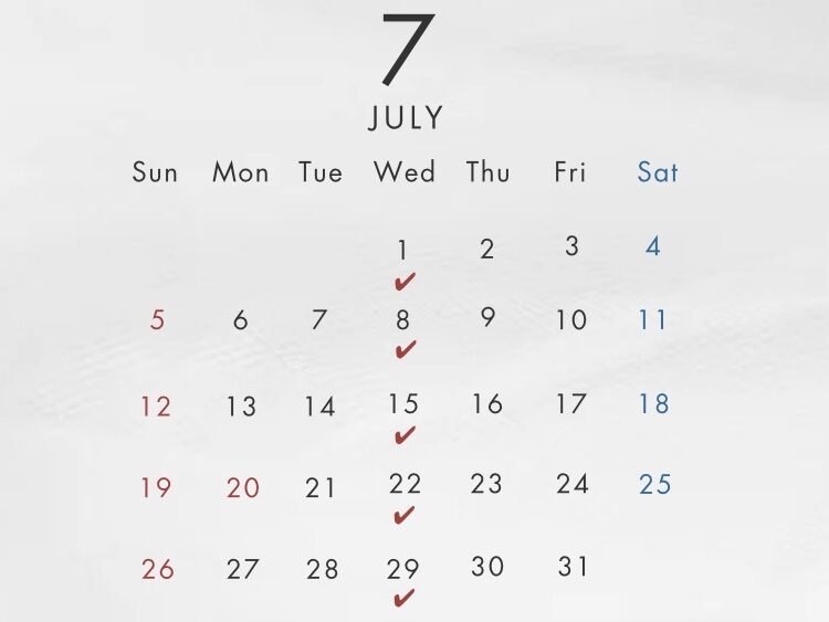 7月定休日のお知らせ