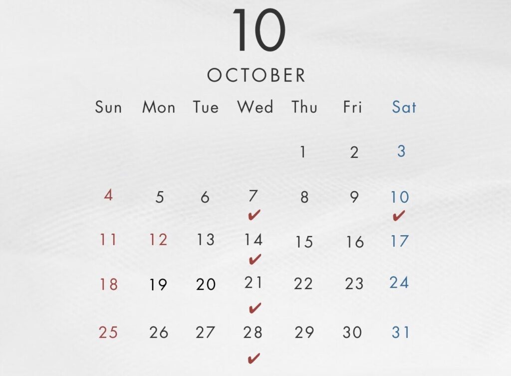 10月店休日のお知らせ