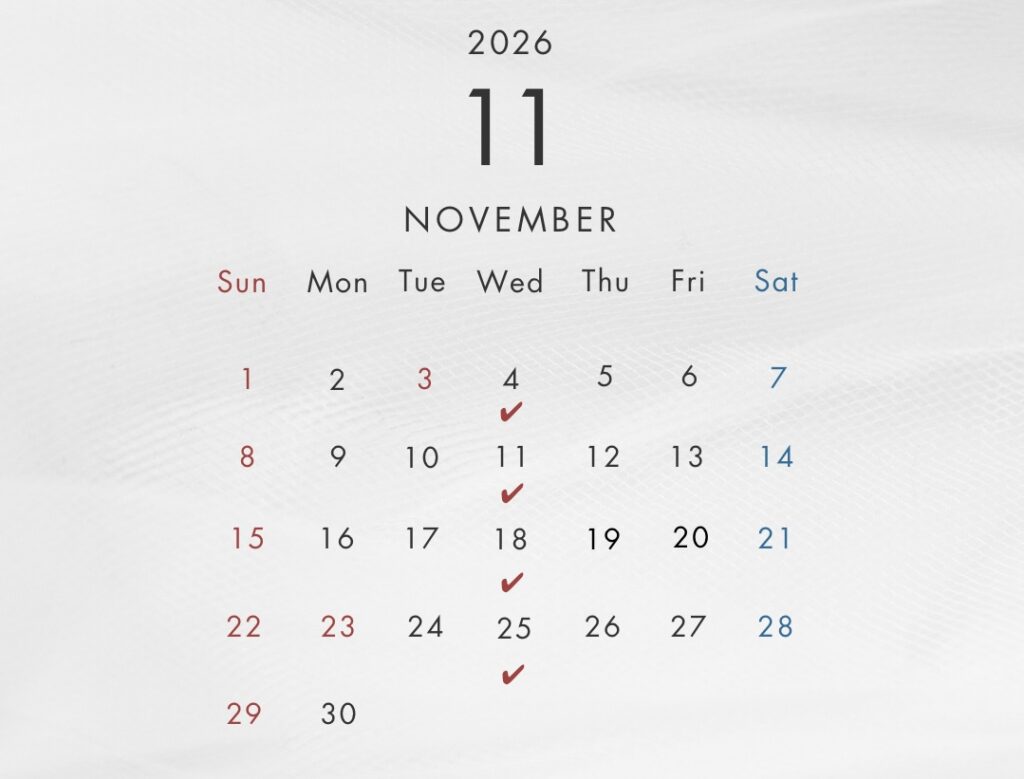 11月店休日のお知らせ